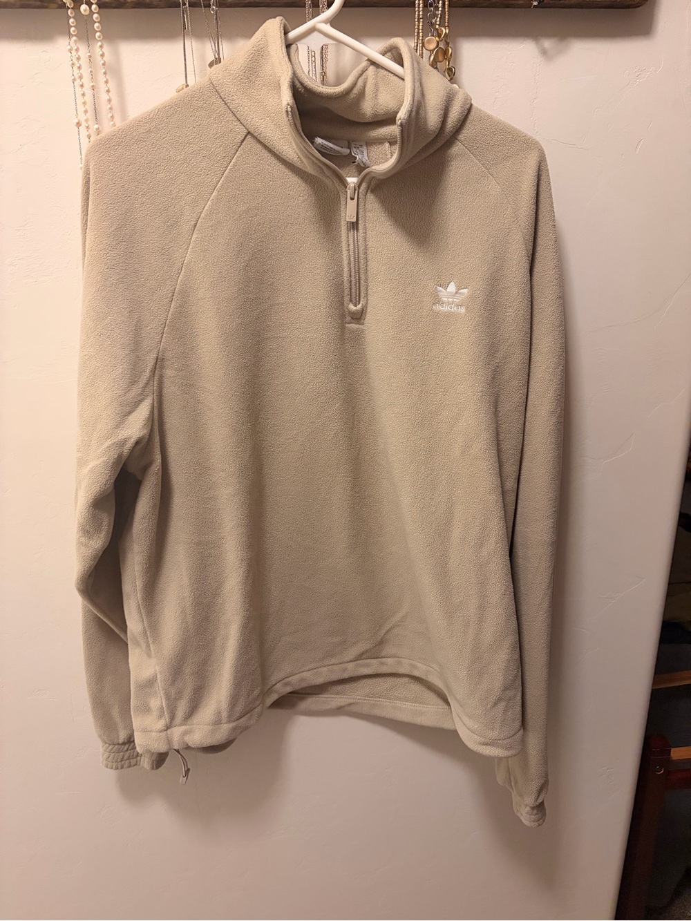 adidas Men’s Half-Zip Fleece Pullover - Beige